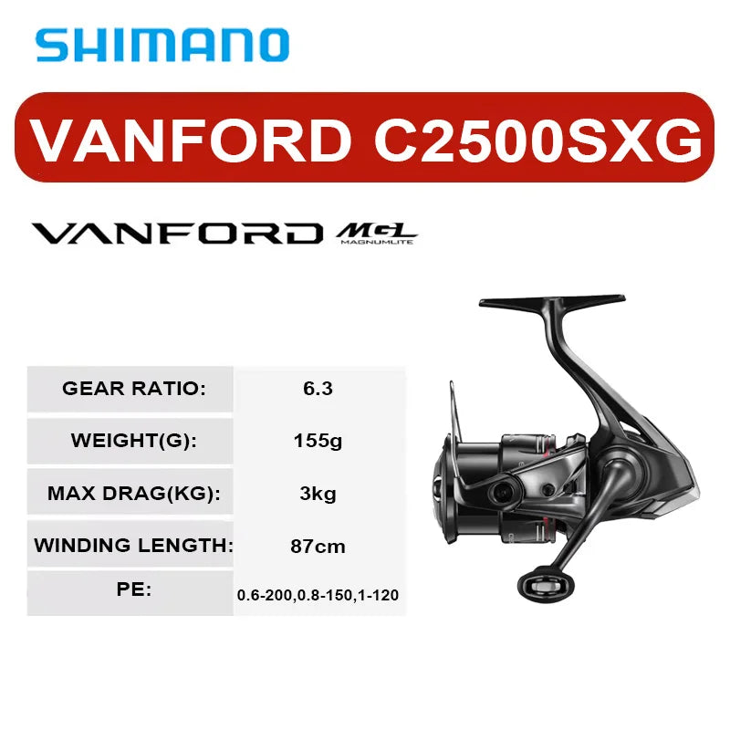 NEW SHIMANO VANFORD Spinning Reel 2500/3000 Series- MGL Rotor Body LONG STROKE Spool- Freshwater/ Saltwater