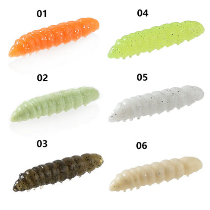 SUNMILE 12pcs Meal-Worm lures 4cm, Silicone Trout Baits--work REALLY well on PANFISH too! All SPECIES