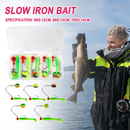 5pcs Soft Fishing Lures Set , Spinnerbait arms and jigheads, with paddletails--for ALL PREDATORS