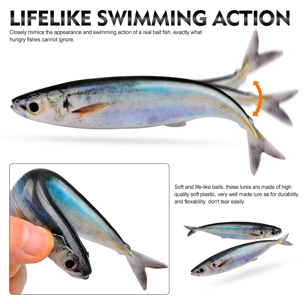 3Pc  Big Size Soft Bait Lures 14.5cm/5.71in/33.3g Swimbait Artificial