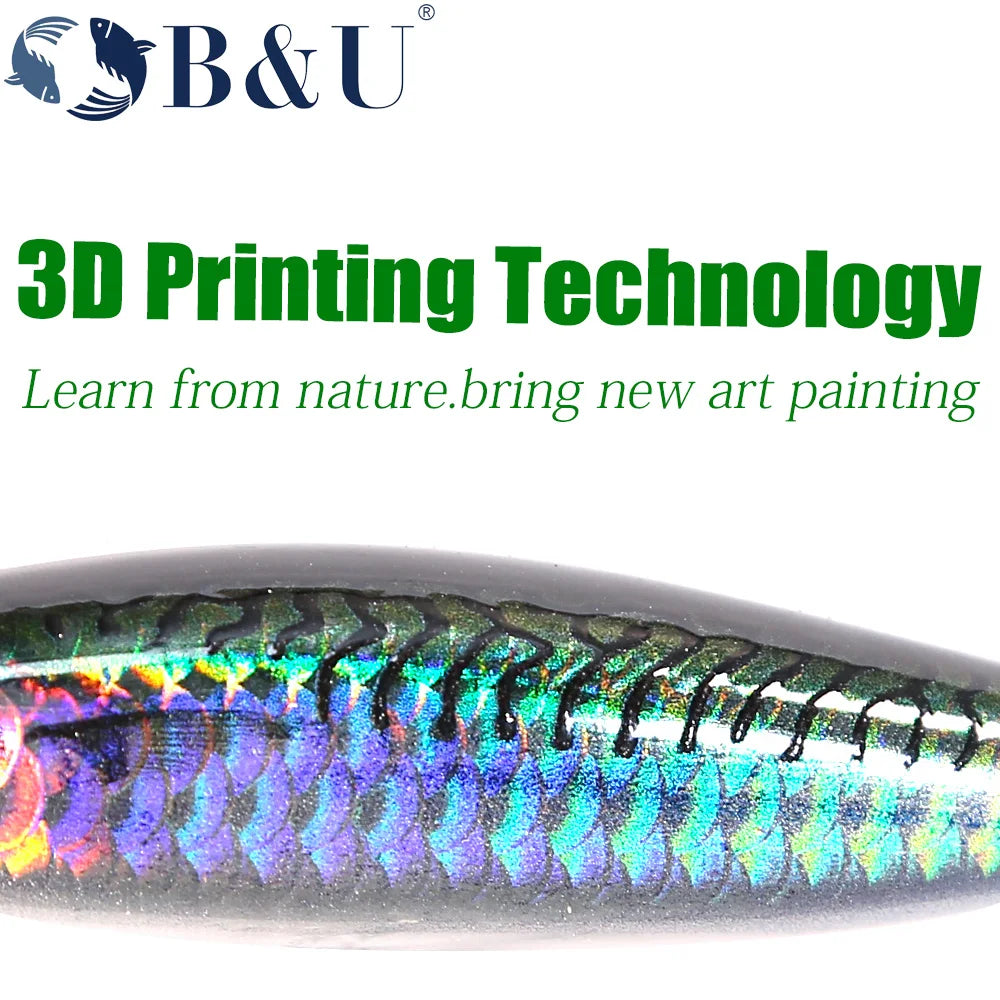B&U 80mm Sinking Minnow / Saltwater- Long Casting Wobblers for Sea Bass and Other Predator Species