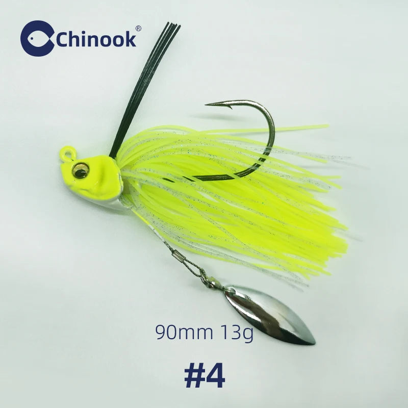 1PCS 13g Metal Jig, Bass Jig, Spinner Bait, Silicone Skirt