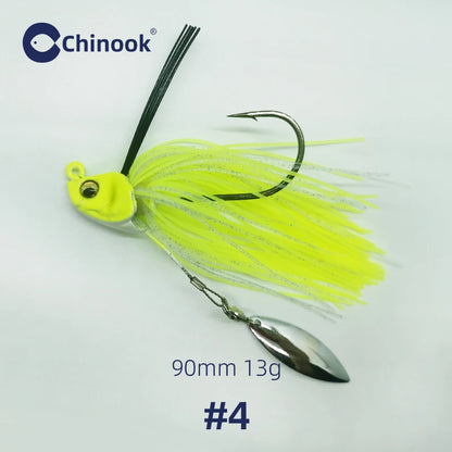 1PCS 13g Metal Jig, Bass Jig, Spinner Bait, Silicone Skirt