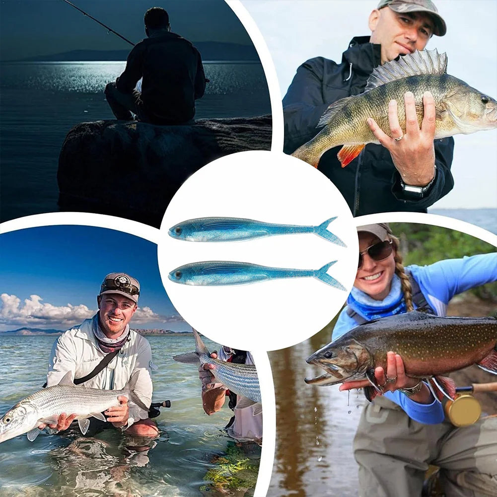2Pcs Fishing Lures- Shad, Soft Artificial Bait for Pike, Bass, Trout
