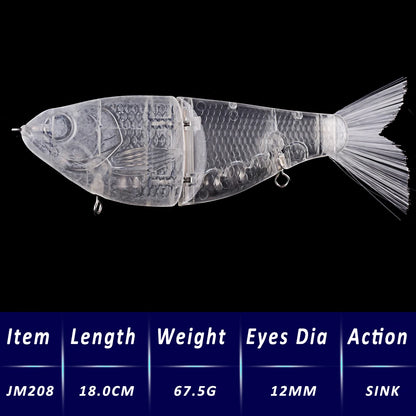 PyroCatus 3pcs Unpainted Fishing Blanks 18cm/67.5g Glide Swimbait for Big Game Fishing DIY Hard Baits