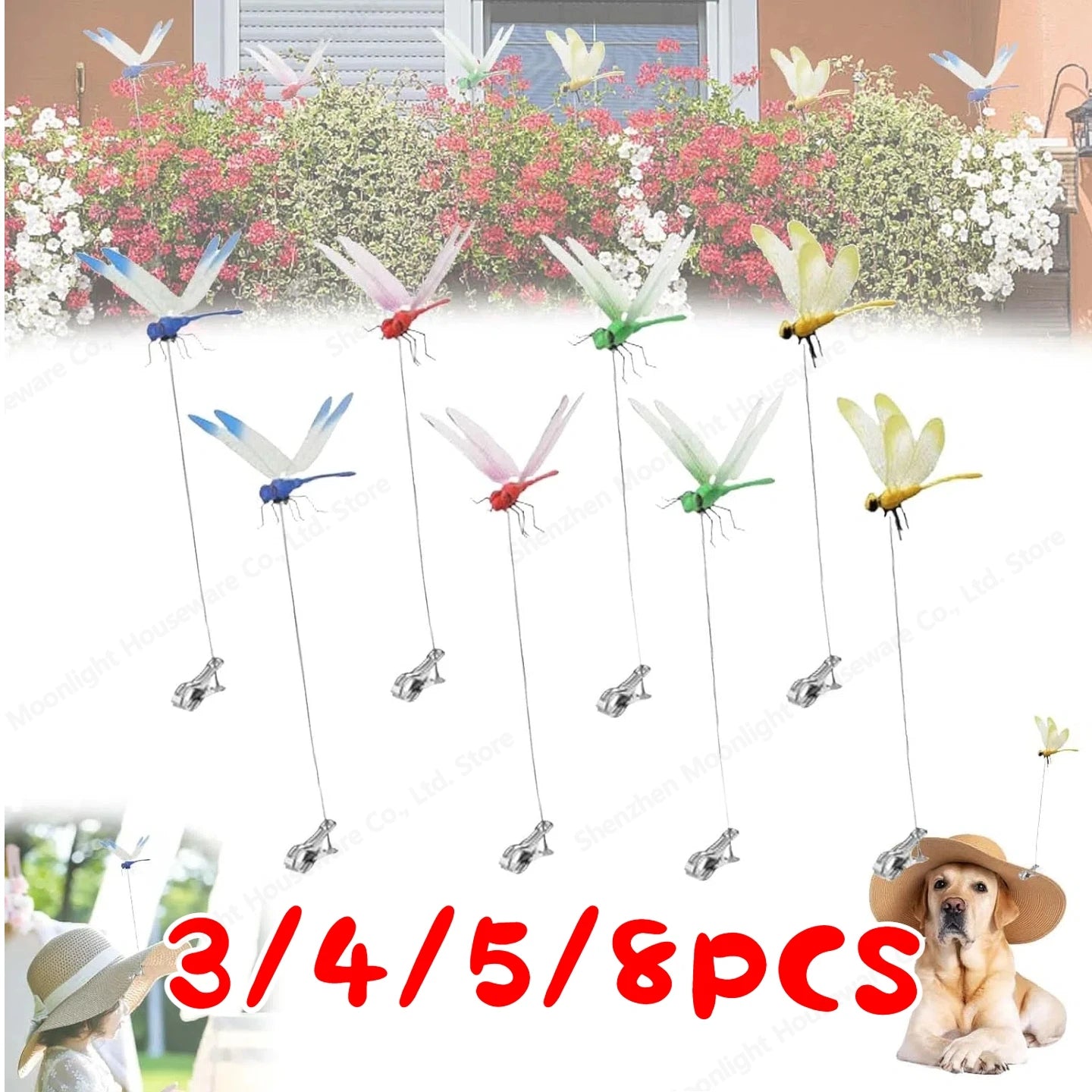 31CM Simulation Dragonfly Clip, Bug Deterrent- Realistic Dragonfly Hat Clip, Bug Repellent Dragonfly