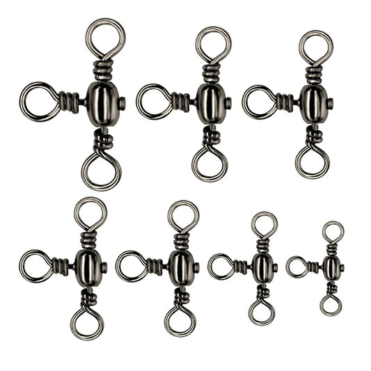 50PCS/Bag Fishing Accessories Black Nickel T-Swivel, for 3-Way Rigging
