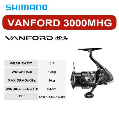 NEW SHIMANO VANFORD Spinning Reel 2500/3000 Series- MGL Rotor Body LONG STROKE Spool- Freshwater/ Saltwater