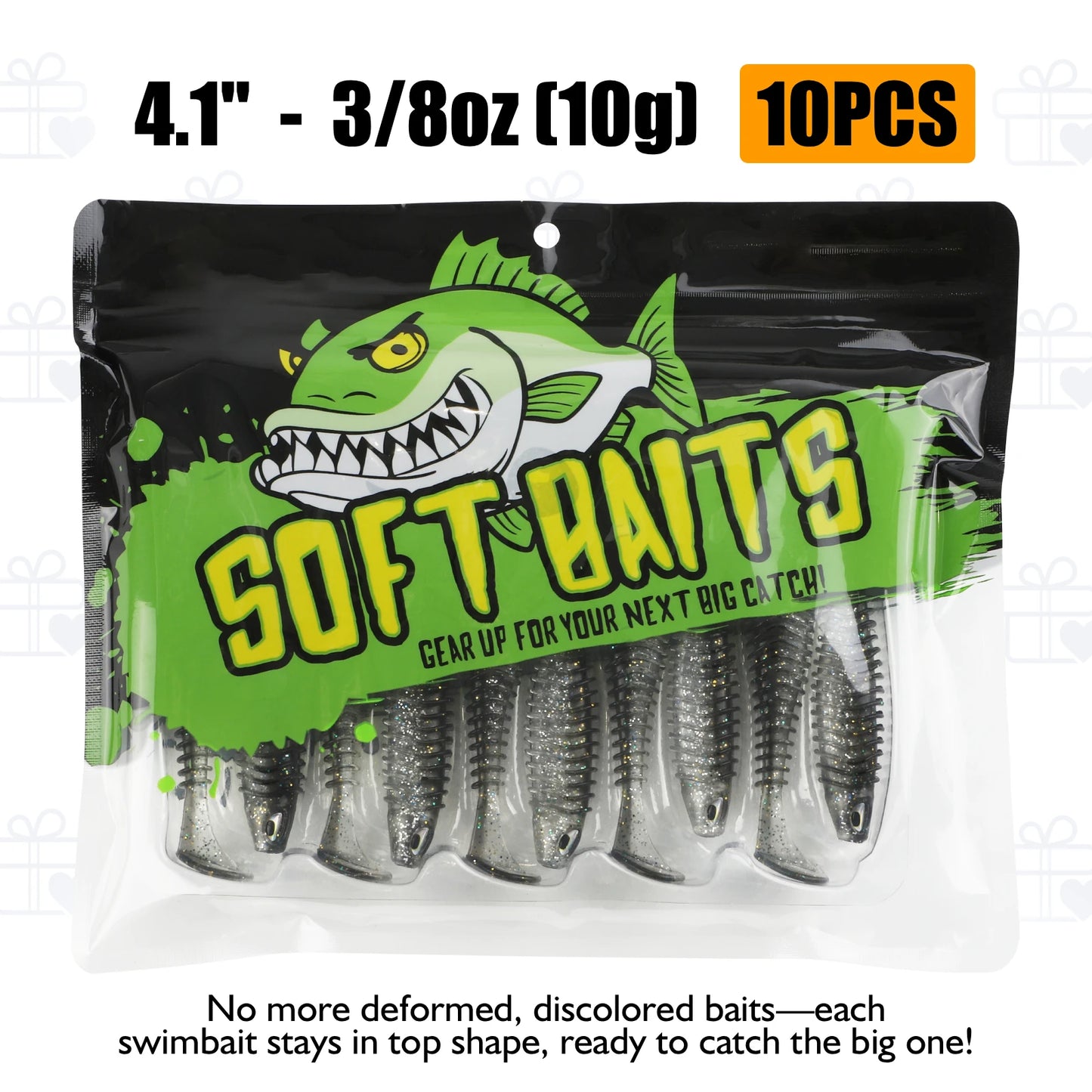 Paddle Tail Swimbaits 10/16/20PCS- for Trout, Crappie, Walleye, Bass Fishing (Black)