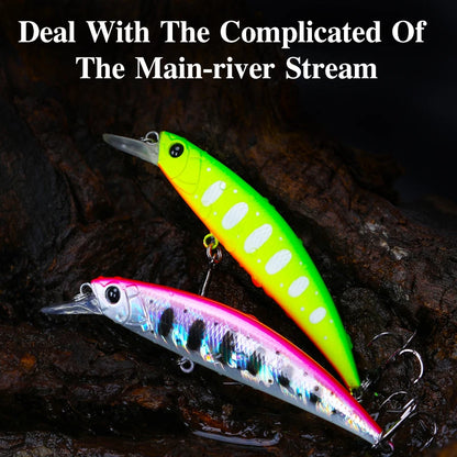 TSURINOYA 80S 12g Sinking Minnow Fishing Lure DW96 8cm Large Trout Pike Rockfish Hard Bait Jerkbait Freshwater Saltwater Wobbler