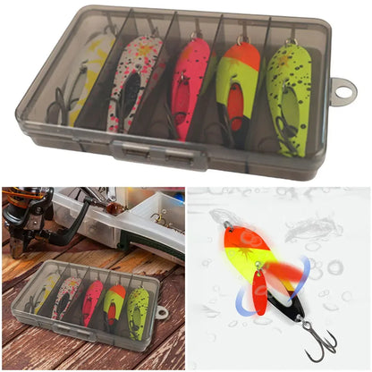 5Pcs Metal Spoon Fishing Lures with Treble Hooks  for Bass Pike Fishing