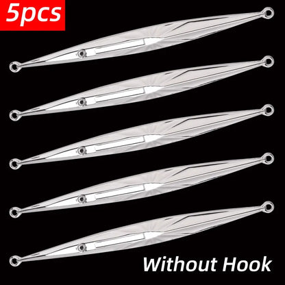 5pcs Long, Slim, Electroplated Metal Jig / Jigging Lure for Saltwater 60g 80g