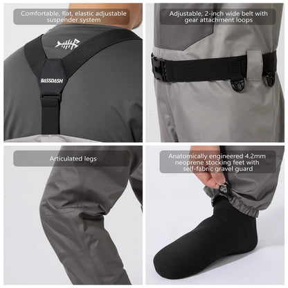 BASSDASH Fishing Chest Wader Lightweight Stocking Foot FW08 Men’s Breathable Waders Waterproof