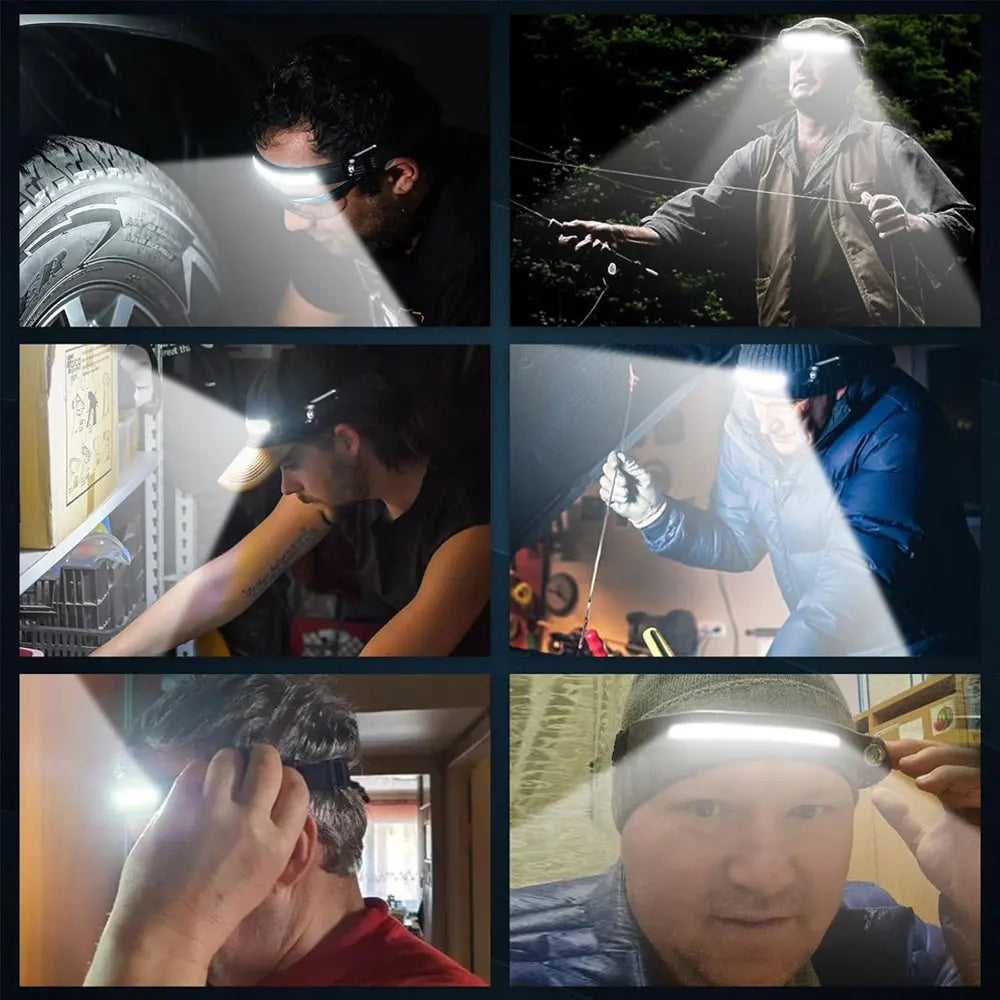 2pcs usb rechargeable head flashlight- super bright led with motion sensor for camping, running, fishing etc.