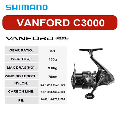 NEW SHIMANO VANFORD Spinning Reel 2500/3000 Series- MGL Rotor Body LONG STROKE Spool- Freshwater/ Saltwater