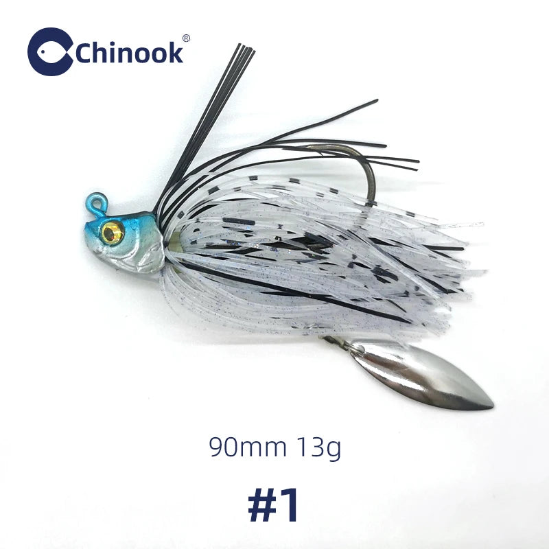 1PCS 13g Metal Jig, Bass Jig, Spinner Bait, Silicone Skirt