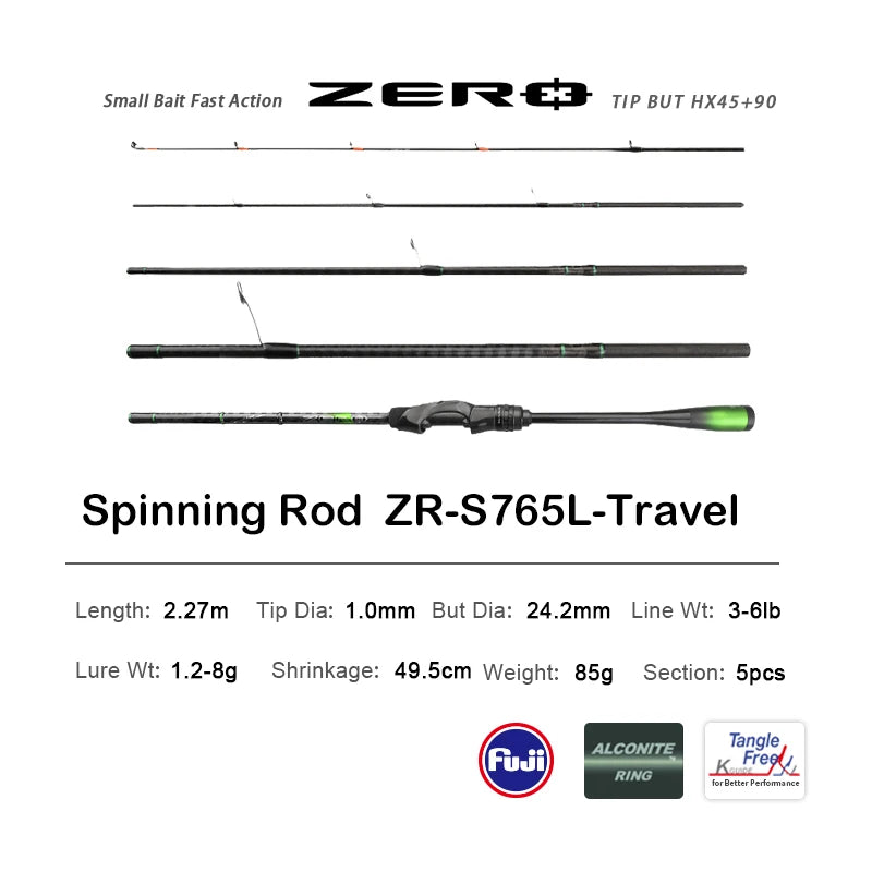 PURELURE ZERO Small Bait, Light, High Carbon, Long Throwing Spinning Rod, BFS , UL , Stream killer