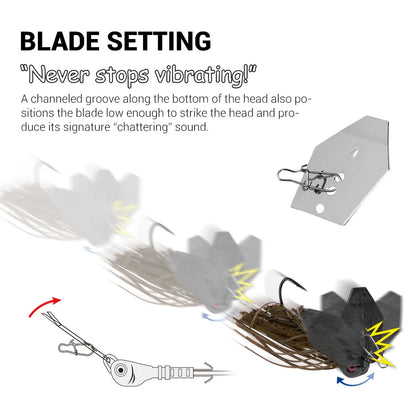 Noeby Chatterbait 10.5g 14g 21g 28g 35g Bladed Jig with Needle Stinger Hook, for Bass, Pike and ALL PREDATORS