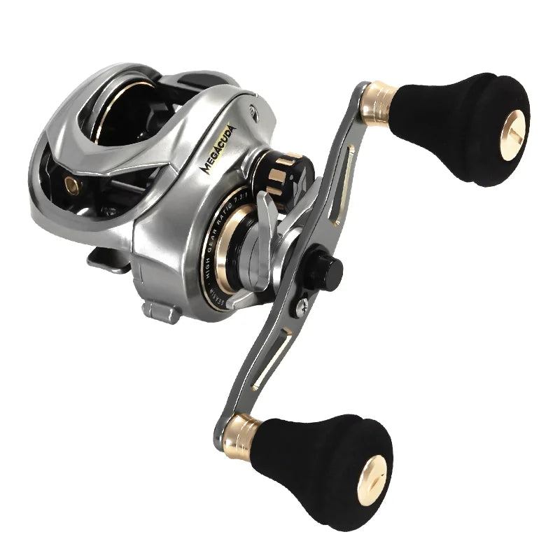 Seasir Megacuda Baitcasting Reel Drag 15KG Deep Spool 6.5:1 Aluminum Frame Carbon Side Double Handle, Metal Reel
