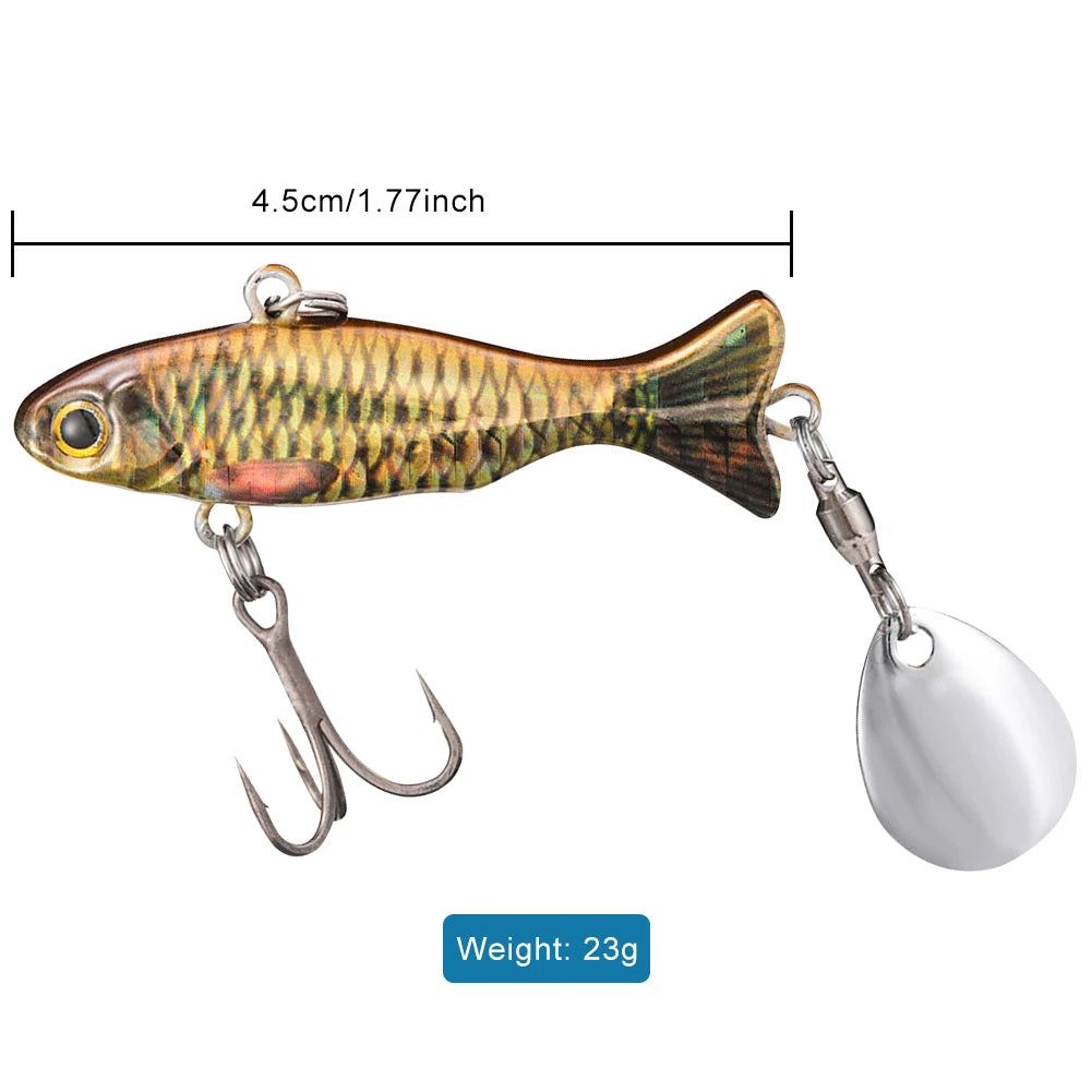 Metal Vib Fishing Lure 23g, Treble Hooks- Bass, Pike, and ALL PREDATORS