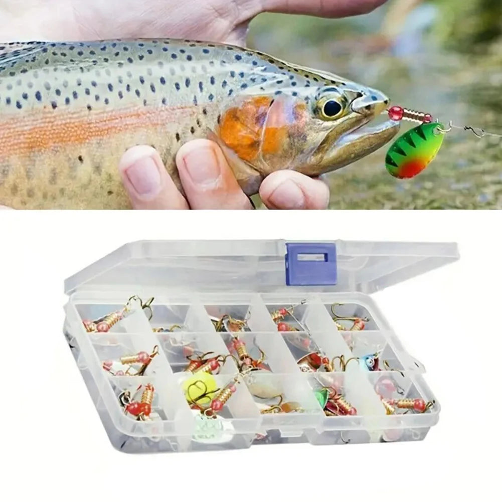 30pcs Metal  Spinning Lure with Treble Hook,  for Freshwater and Saltwater