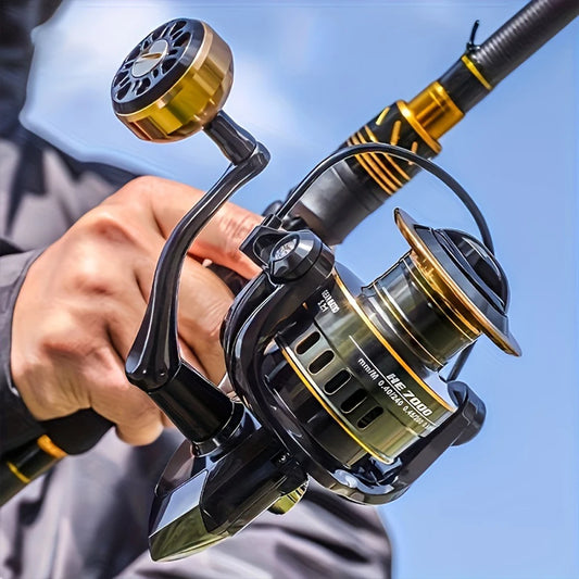 HE6000-7000 Spinning Reel - Smooth 5.2:1 Speed Ratio, 10KG Resistance, Interchangeable Left/Right Hand, Metal Line guide