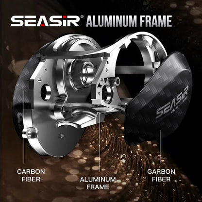Seasir Salminus Baitcasting Fishing Reel Max Drag 12Kg 8.0:1 High Gear Ratio Metal Aluminum Frame