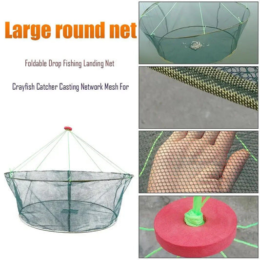 Foldable, Drop Fishing Landing Net-  Crayfish, Shrimp, Eel, Prawn, Crab Trap