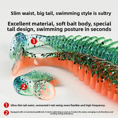 100Pcs Reverse Thread Paddle-tail soft baits- For ALL Predators