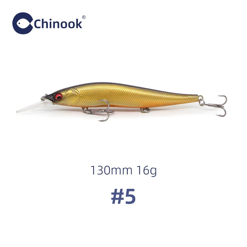Chinook 130mm16g Minnow Jerkbait, Depth 2-3m Suspending Fishing Lure ,aka: Vision110