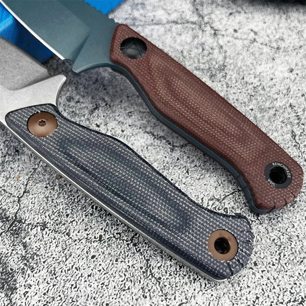 BM 203BT Fixed Blade Knife with Sheath D2 Steel Blade G10 Handle- Outdoor EDC Camping Knife, Hiking, Hunting, Survival Tool