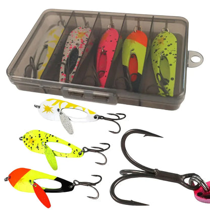 5Pcs Metal Spoon Fishing Lures with Treble Hooks  for Bass Pike Fishing