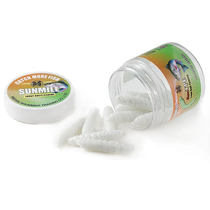SUNMILE 12pcs Meal-Worm lures 4cm, Silicone Trout Baits--work REALLY well on PANFISH too! All SPECIES