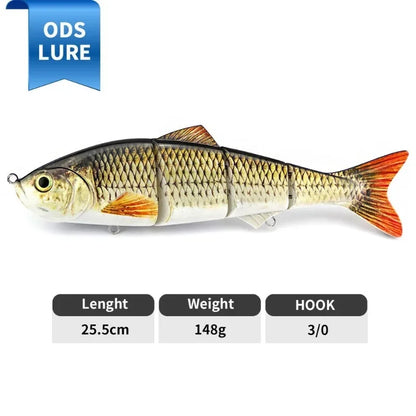 25.5cm 148g Oversized Jointed Minnow VIB Lure- Long Casting Saltwater Hard Bait for Big Predators like Sea Bass, Pike