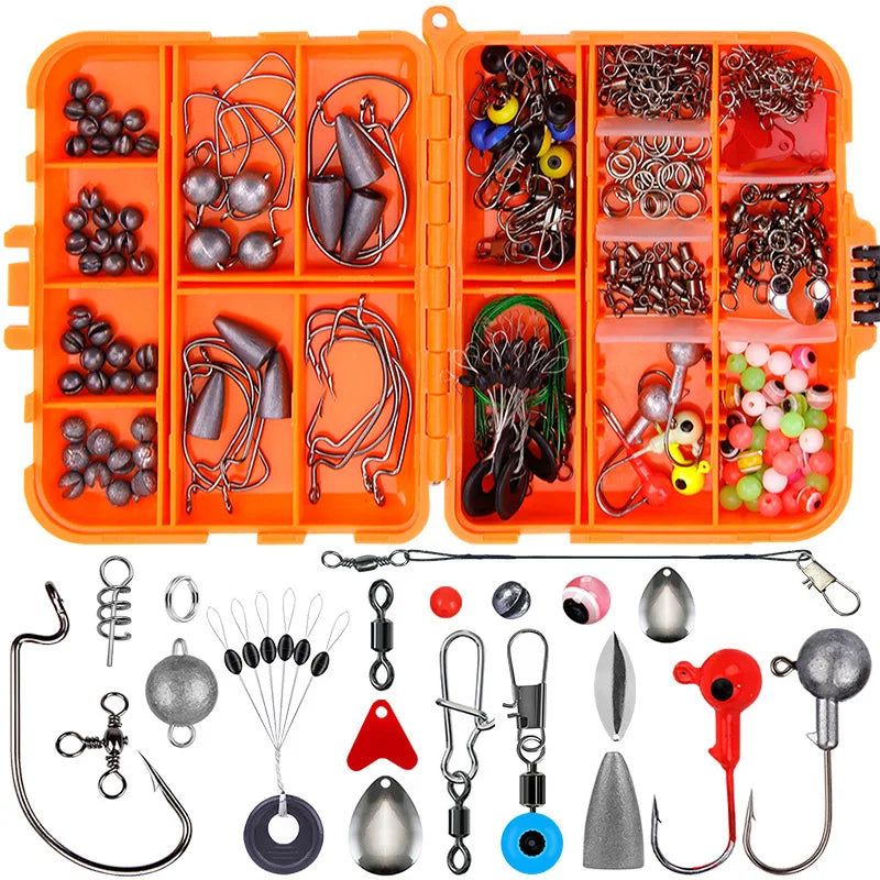257pcs Fishing Accessories Kit, Complete  Set with Hooks, Perfect for Sea & Shore , Bass Fishing, Professional Fishing Tackle