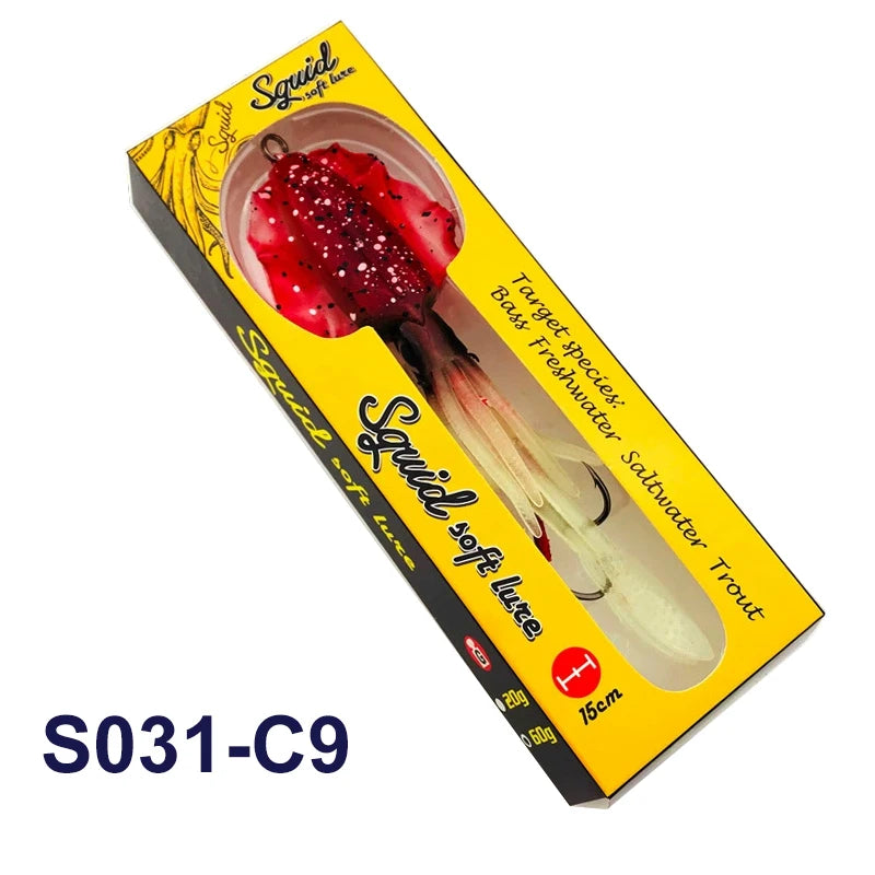 TEASER S031 60g 120g 150g 1Pcs Silicone-Sea Bionics/Swimming, Luminous Soft Squid Jigs