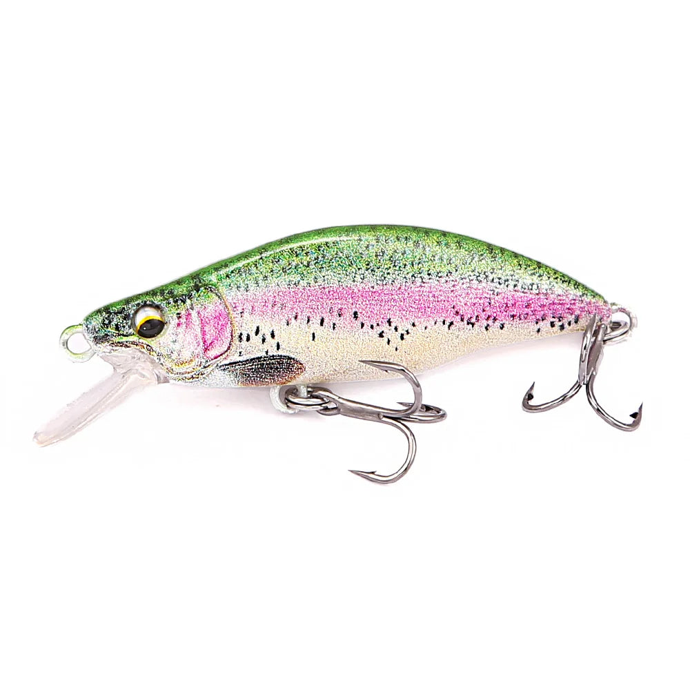 B&U Minnow Fishing Lure- Trout Pattern- Hard Bait, Assorted with Sharp Treble Hooks, Freshwater Lures for Bass, Trout, Pike