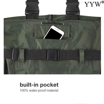 Waterproof Fishing Waders Pants Chest-Length Wader With Boots Durable Breathable Overalls Kit for Men Women Outdoor Raft Hunting