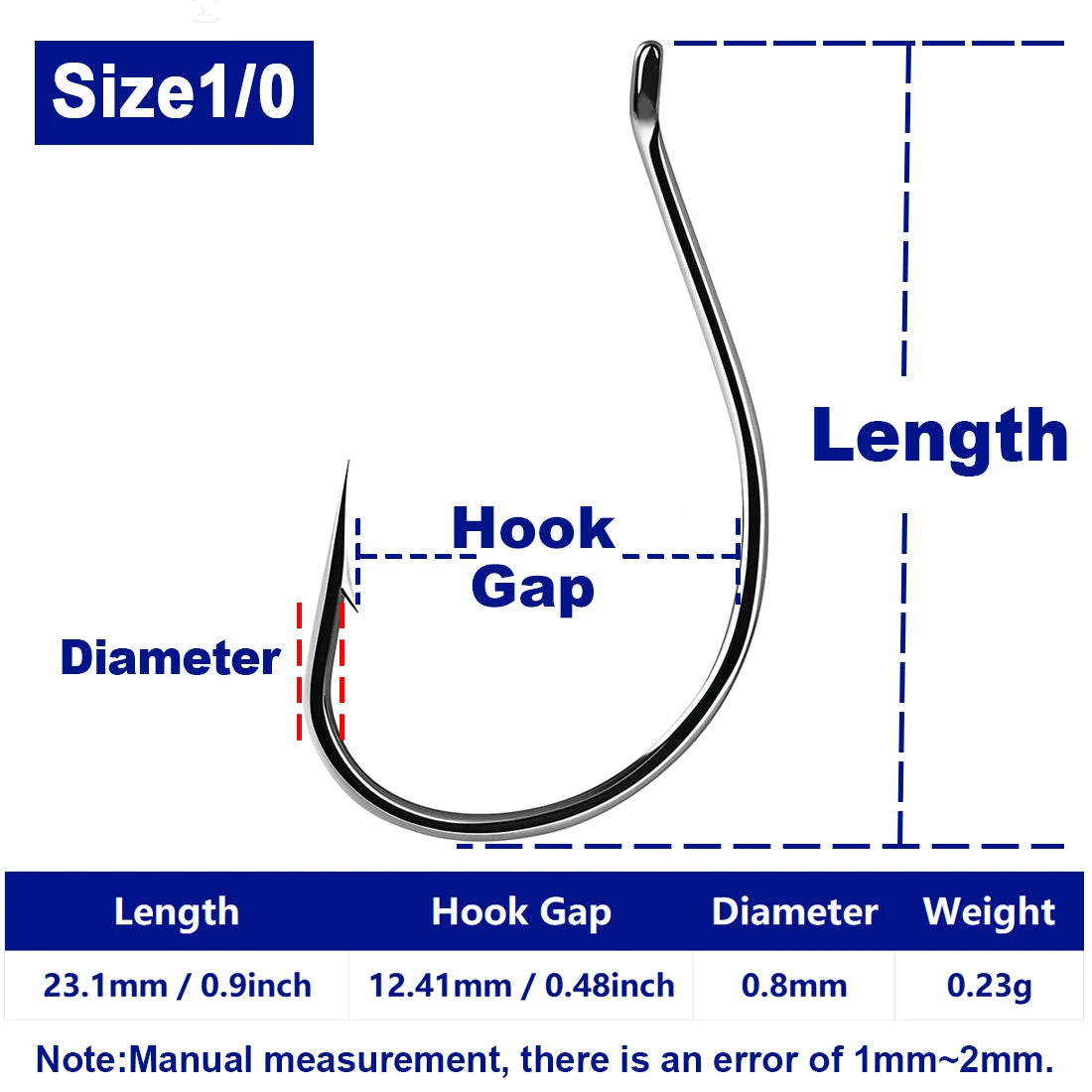 FishTrip 50-200pcs Drop Shot Hooks for Bass Fishing, High Carbon Steel- Wacky Hook