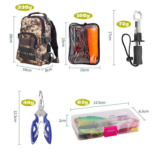 63pcs Fishing Lure Kit, Fishing Bag, Soft and Hard Bait Set for Bass, Pike  Fishing