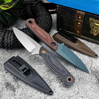 BM 203BT Fixed Blade Knife with Sheath D2 Steel Blade G10 Handle- Outdoor EDC Camping Knife, Hiking, Hunting, Survival Tool