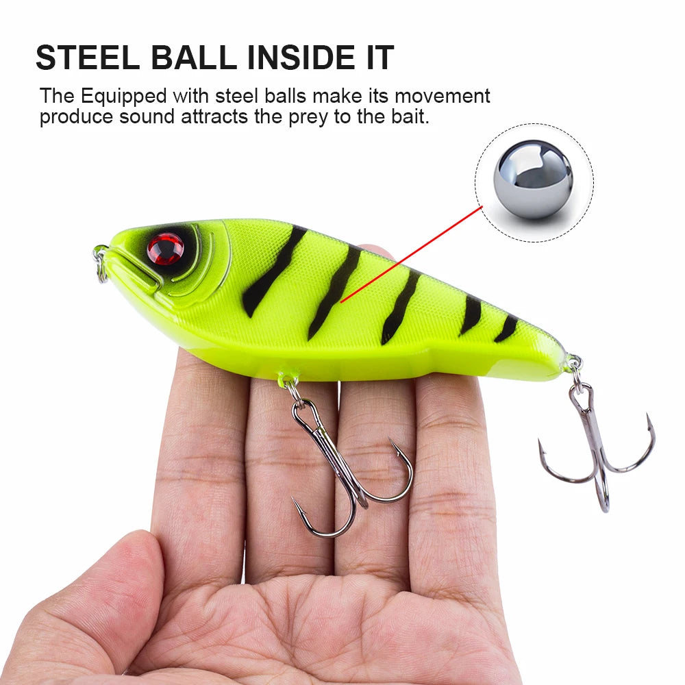 Hanlin Glide/Jerk-bait 75/90/120/150/mm 
FOR BASS, WALLEYE, PIKE, MUSKY, STEELHEAD, SALMON, CATFISH, STRIPERS & INSHORE SPECIES LIKE DRUM, SNOOK, SPECKLED TROUT