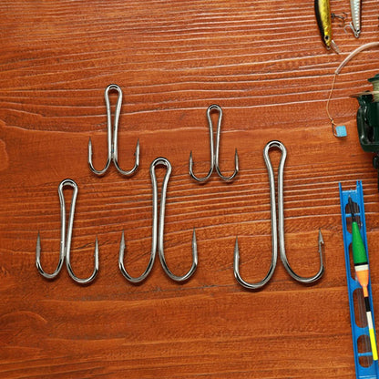 50pcs Long Shank Double Hook High Carbon Steel, Barbed Frog Hook