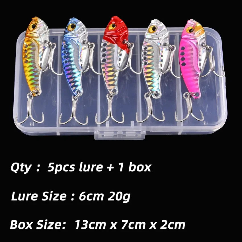 Aorace 5pcs/box Metal VIB 3/7/10/15/20g Fishing Lure, Vibration Spoon, BLADE-BAITS/ VIB Tackle