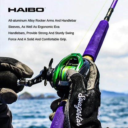 HAIBO VENOM Anti-saltwater Fishing Reel, Iron Plate Baitcasting Reel 8+1BB  Max Drag 12KG