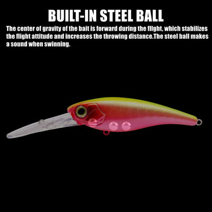 GREENSPIDER Suspending Crankbait-Minnow/ 65mm 10g Shad Hard Bait, Deep Diver, Depth 1.5m / Long Casting
BASS, PIKE, TROUT, WALLEYE, SALMON