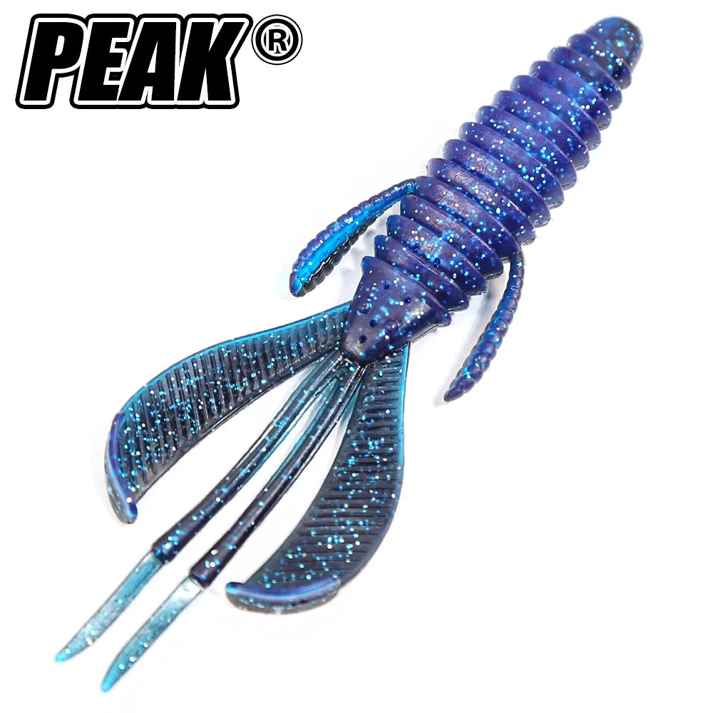 PEAK Craws Lures 6pcs 86mm Softbait for BASS! Great for Texas rigging, Carolina, Jig,or Chatterbait trailer
