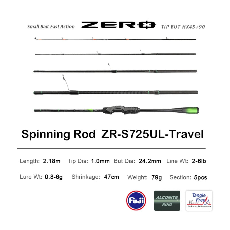 PURELURE ZERO Small Bait, Light, High Carbon, Long Throwing Spinning Rod, BFS , UL , Stream killer