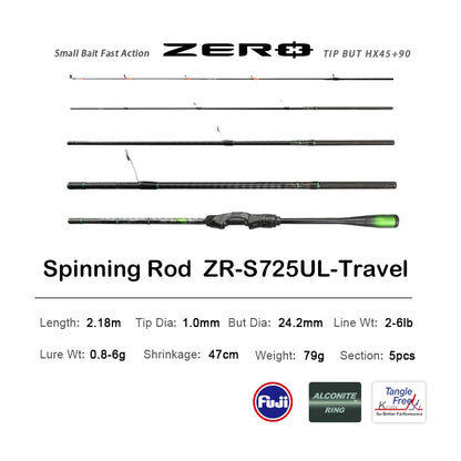 PURELURE ZERO Small Bait, Light, High Carbon, Long Throwing Spinning Rod, BFS , UL , Stream killer