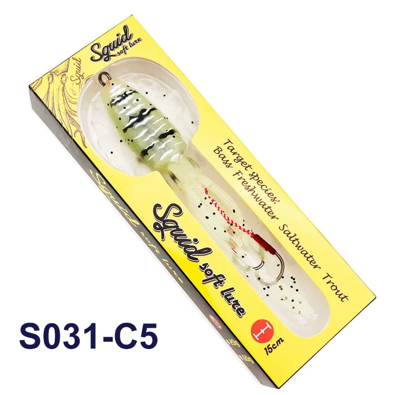 TEASER S031 60g 120g 150g 1Pcs Silicone-Sea Bionics/Swimming, Luminous Soft Squid Jigs